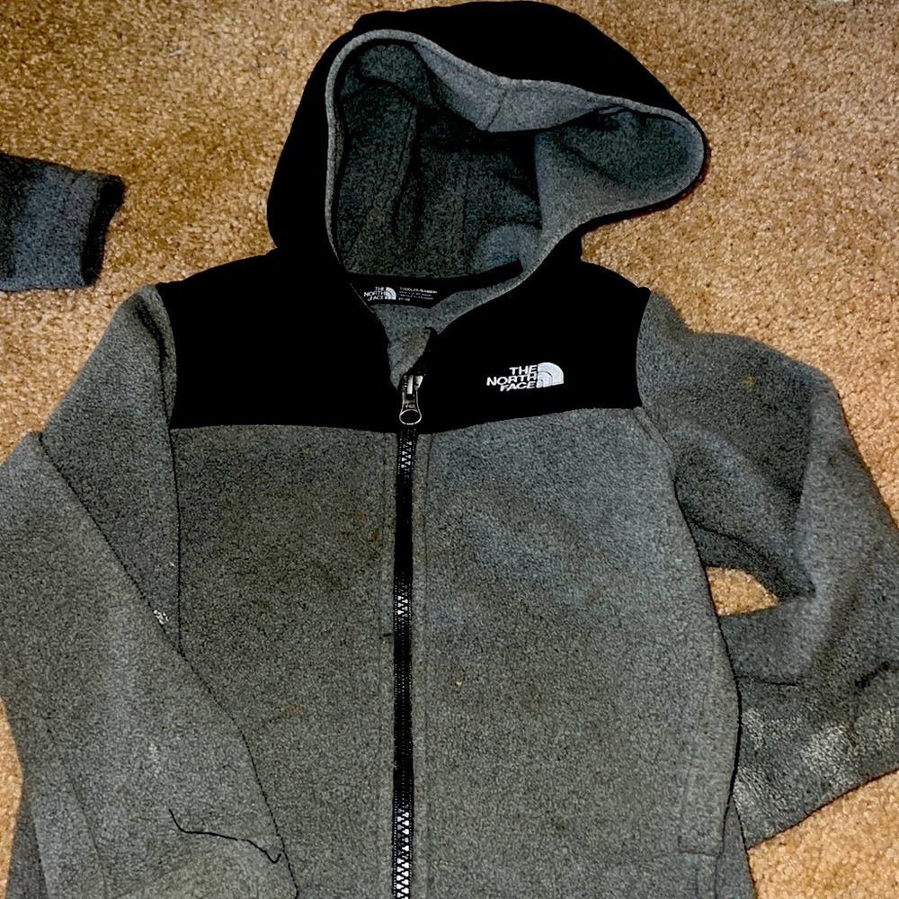 Grey and Black 2T & 3T North Face Coats.